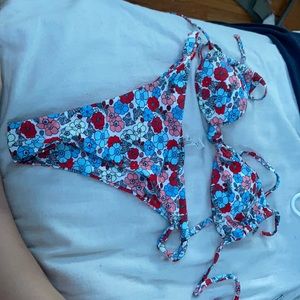Shein floral knot detail thong bikini swimsuit